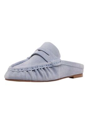 Steve Madden Women's Rafe Dusty Blue Suede Backless Loafer Mule